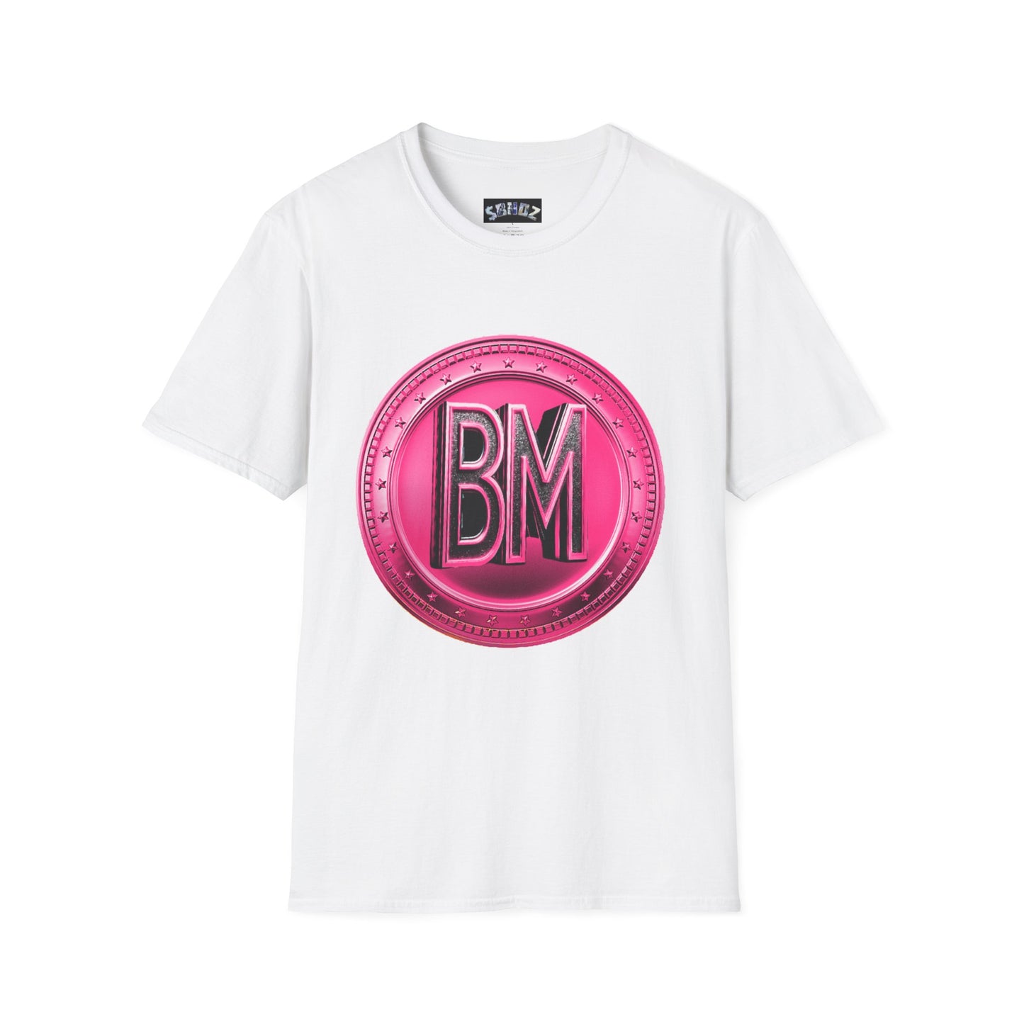 “Bold Pink BM Emblem Unisex Softstyle T-Shirt - Stylish Casual Wear for Everyday Comfort”