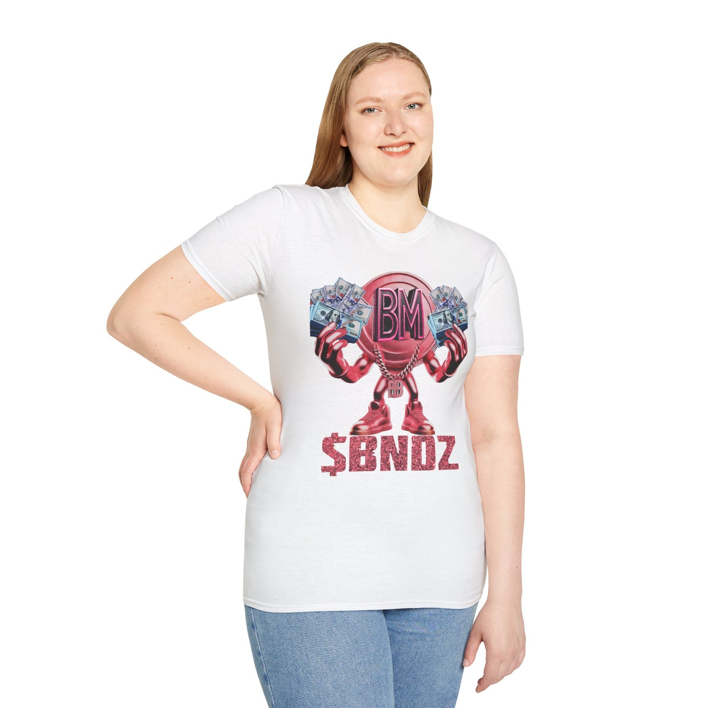Pink $BNDZ Unisex Softstyle T-Shirt - Fun Graphic Tee for Money Lovers