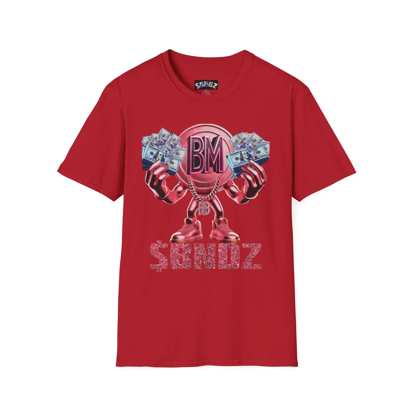 Pink $BNDZ Unisex Softstyle T-Shirt - Fun Graphic Tee for Money Lovers