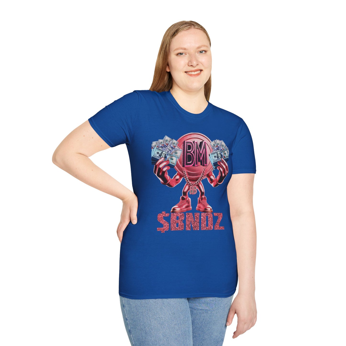 Pink $BNDZ Unisex Softstyle T-Shirt - Fun Graphic Tee for Money Lovers
