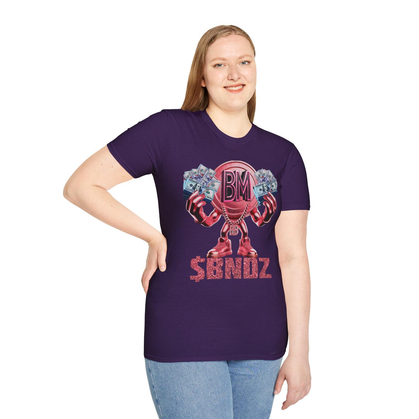 Pink $BNDZ Unisex Softstyle T-Shirt - Fun Graphic Tee for Money Lovers