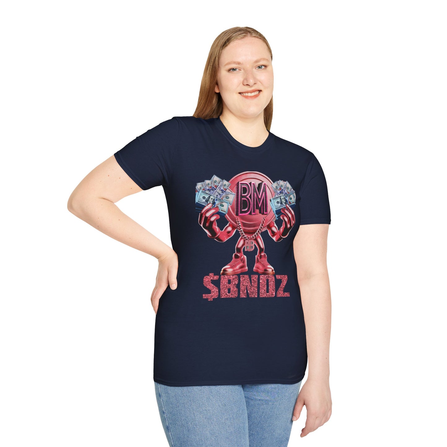 Pink $BNDZ Unisex Softstyle T-Shirt - Fun Graphic Tee for Money Lovers