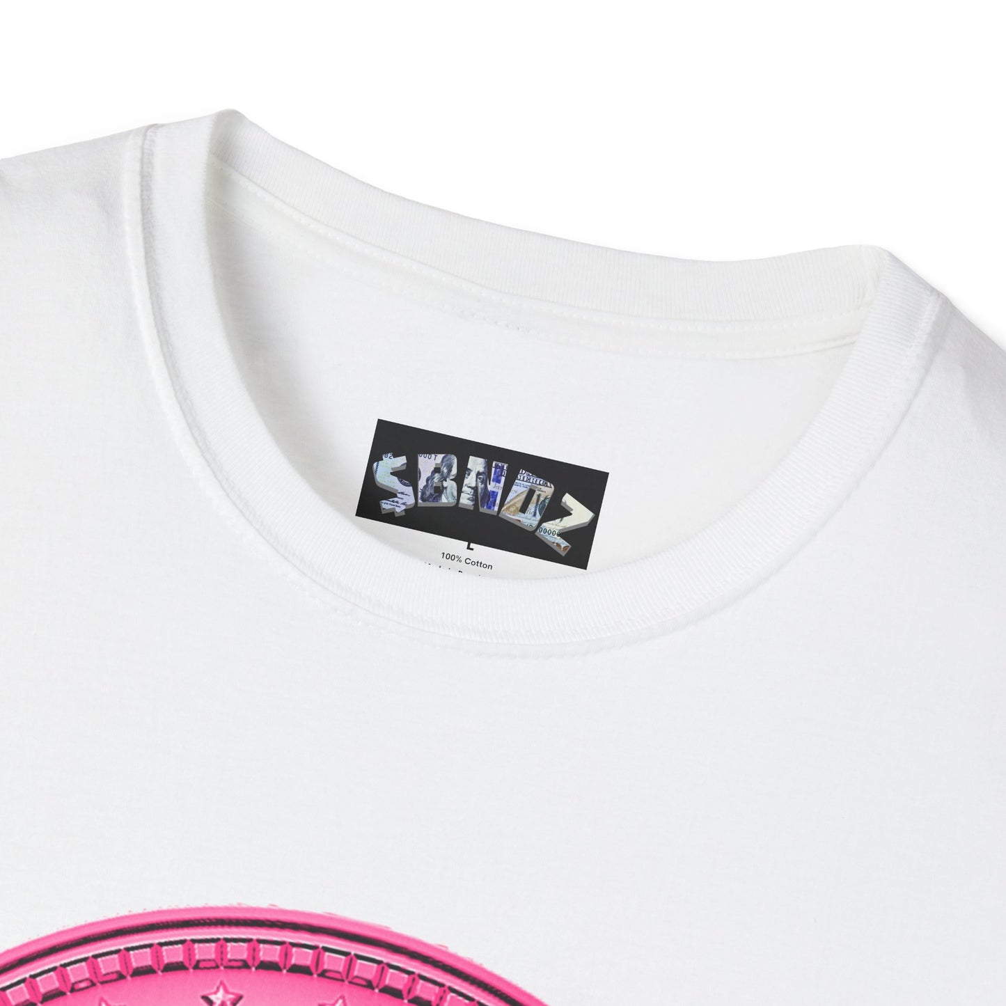 “Bold Pink BM Emblem Unisex Softstyle T-Shirt - Stylish Casual Wear for Everyday Comfort”