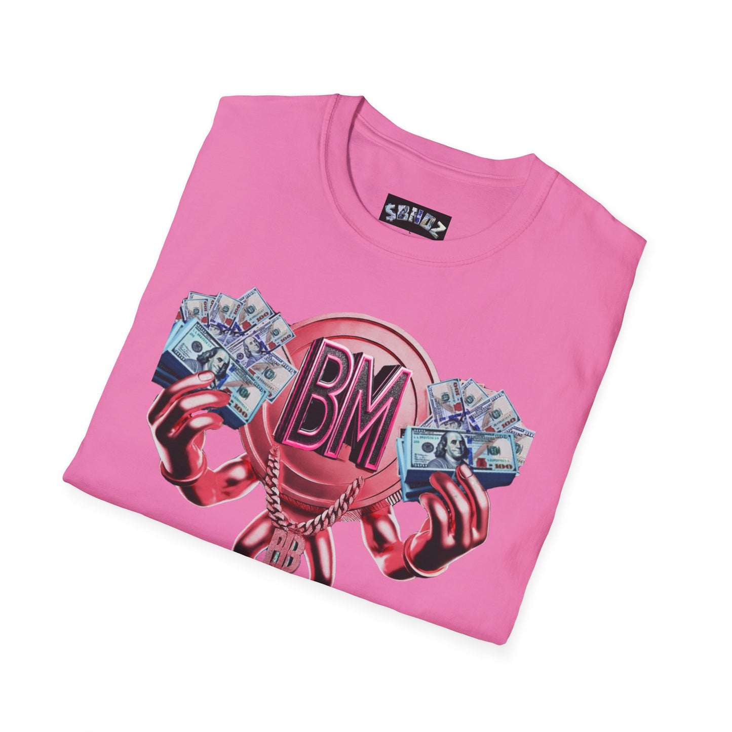 Pink $BNDZ Unisex Softstyle T-Shirt - Fun Graphic Tee for Money Lovers
