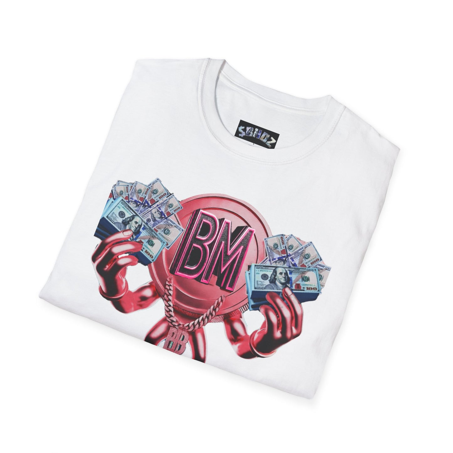 Pink $BNDZ Unisex Softstyle T-Shirt - Fun Graphic Tee for Money Lovers