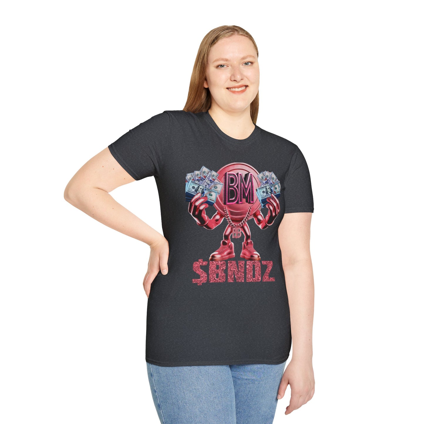 Pink $BNDZ Unisex Softstyle T-Shirt - Fun Graphic Tee for Money Lovers